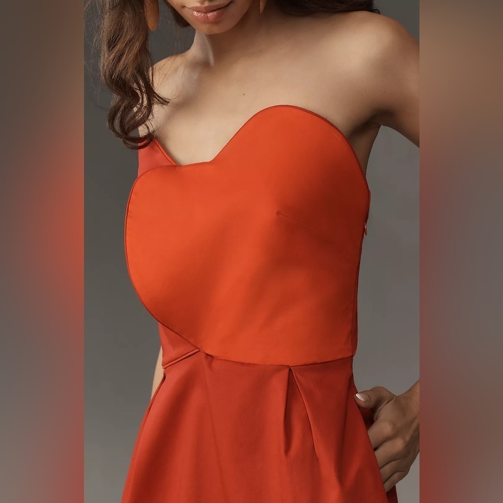 FARM Rio Strapless Sweetheart Rust-Red Mini Dress - Picture 3 of 7